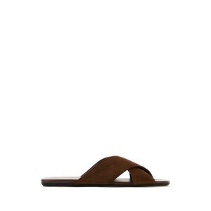 Prada Women Chocolate Suede Slippers